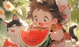 小猫吃瓜头像动漫,动漫头像中的夏日风情